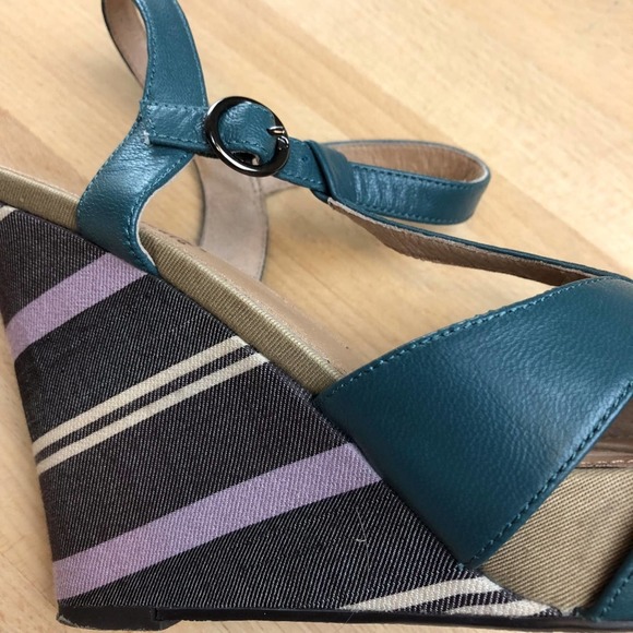 Steel Blue Wedge Sandals (worn twice!) - Picture 2 of 8